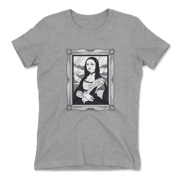 Gothic Monalisa Womens T-Shirt in Heather Grey color